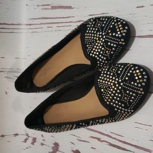 Aldo 10 studed silver and gold ballet flats